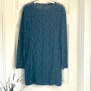 Aritzia Talula lined lace long sleeve dress, Smokey blue/grey EUC sz 8